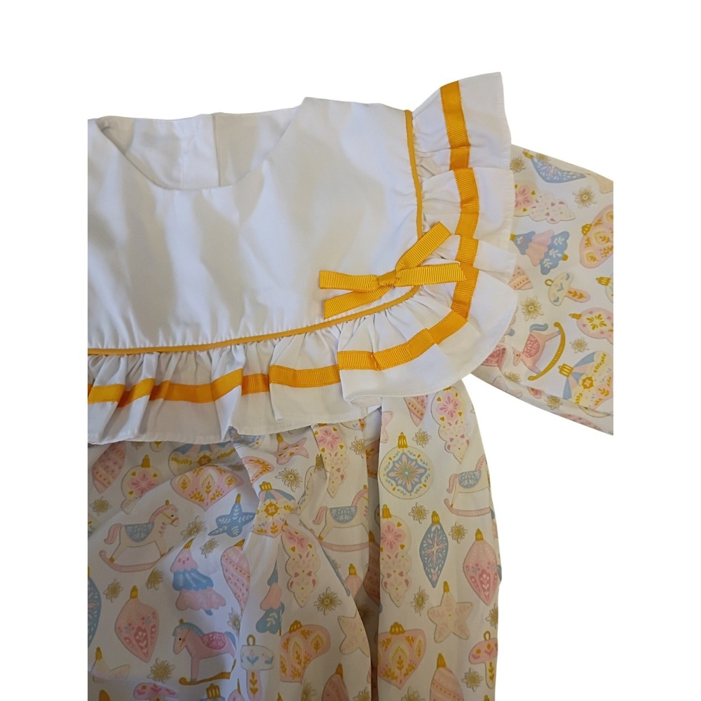 Honey Bear Boutique Pastel Christmas Ornament Rocking Horse Bubble Romper 24M - Picture 3 of 7